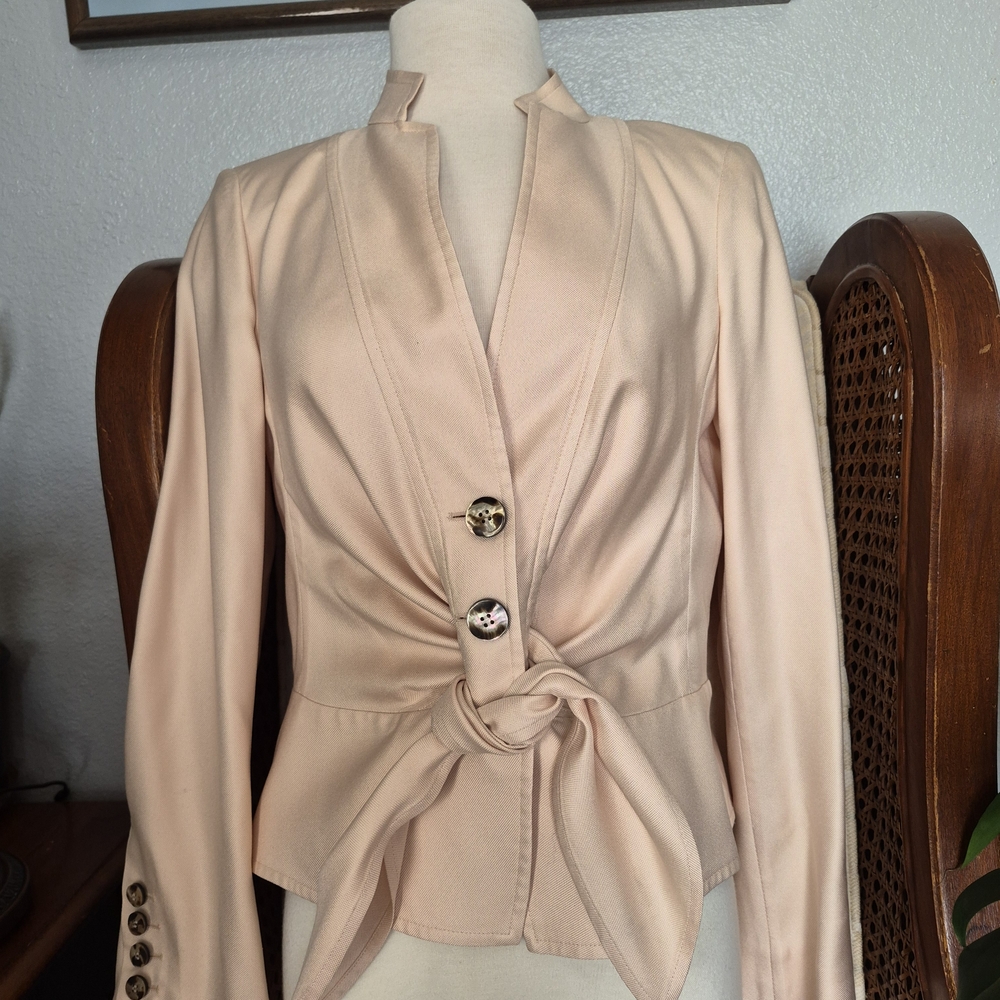 Escada Women's Blazer in Cream with Button Details 100% Silk